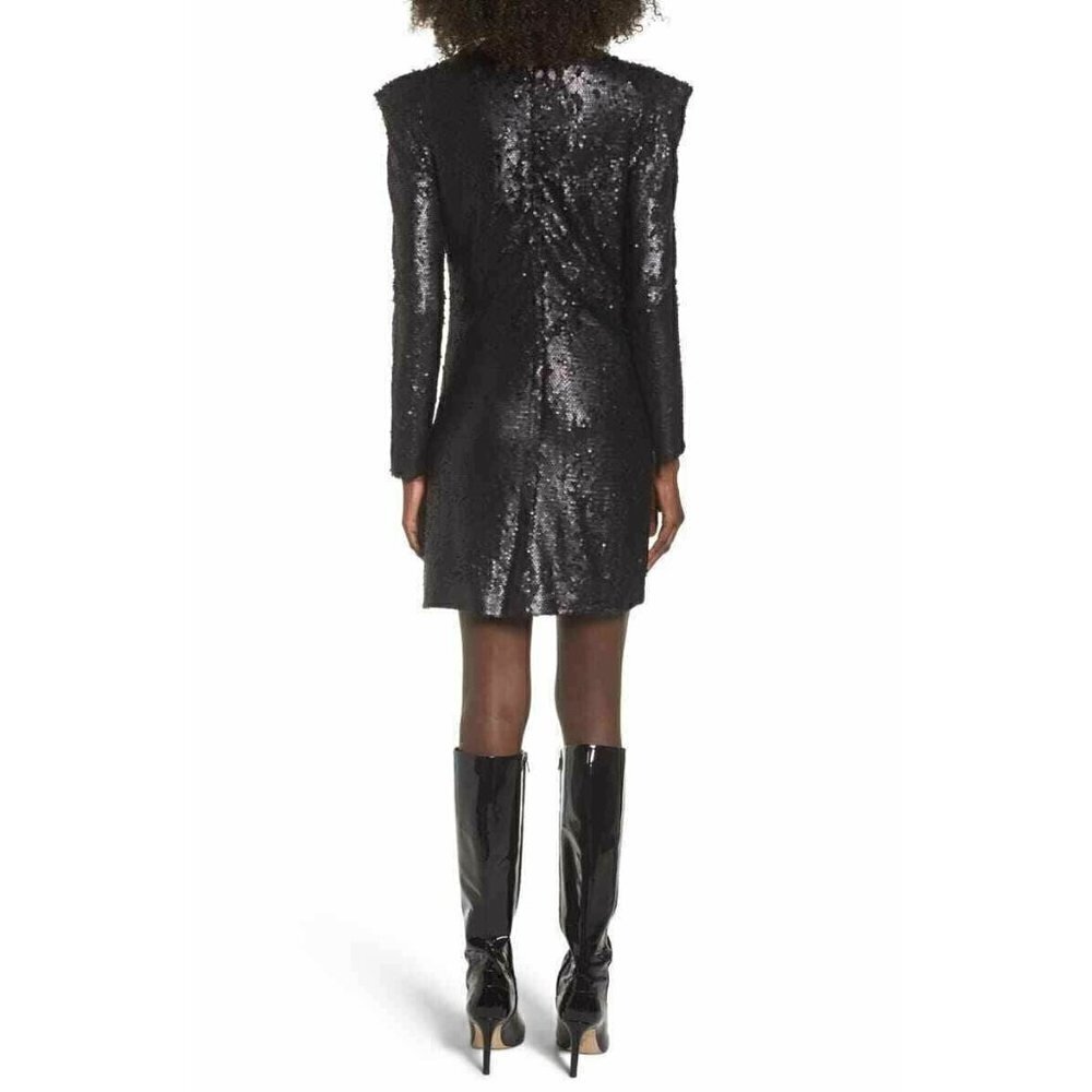 Leith Womens Black Sequin V Neck Sheath Mini Dress - Picture 4 of 6